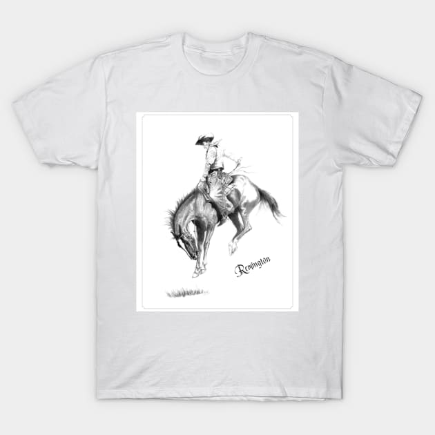 Western Remington Horse T-Shirt by pencilartist